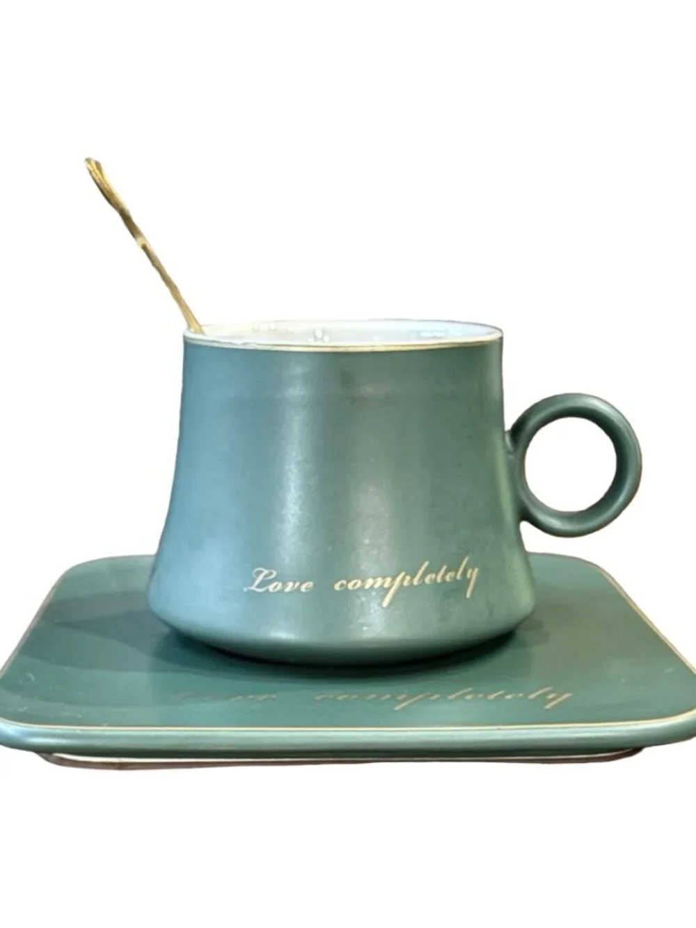 Green Sentiment Cup and Saucer